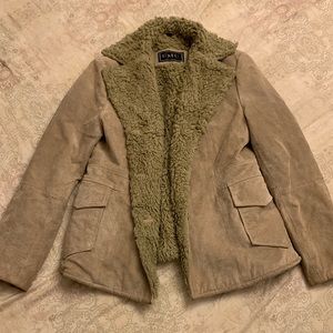 Vintage Suede Leather Sherpa-like Coat